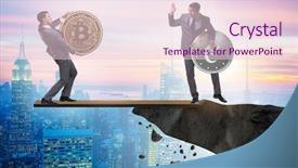  Presentation with currency financial concept macro - Presentation theme having interdependency concept with two currencies background and a  colored foreground