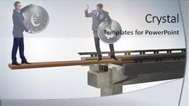  Presentation with concept - Presentation with interdependency concept with two currencies background and a light gray colored foreground