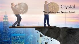  Presentation with concept - Colorful presentation enhanced with interdependency concept with two currencies backdrop and a lemonade colored foreground