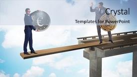  Presentation with currency financial concept macro - Presentation design having interdependency concept with two currencies background and a light blue colored foreground