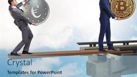  Presentation with currency financial concept macro - Cool new slides with interdependency-concept-with-two-currencies backdrop and a light blue colored foreground