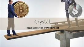  Presentation with currency financial concept macro - PPT theme with interdependency-concept-with-two-currencies background and a coral colored foreground