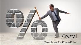  Presentation with percentage - Cool new presentation design with interest rate - angry man with baseball bat backdrop and a soft green colored foreground