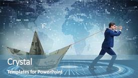  Presentation with boat - Cool new PPT theme with interest rate - businessman pulling boat made backdrop and a teal colored foreground