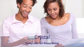  Presentation with women learning finances - Audience pleasing slide set consisting of interest rate - couple working out finances backdrop and a sky blue colored foreground