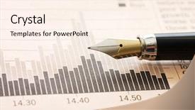  Presentation with fountain pen - PPT theme having interest rate - diagramme and fountain pen background and a cream colored foreground