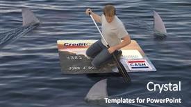  Presentation with sharks - Audience pleasing presentation consisting of interest rate - man stranded on a raft backdrop and a tawny brown colored foreground