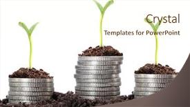  Presentation with financial interest - PPT theme having interest rate - money growth silver coins background and a cream colored foreground