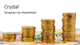  Presentation with rising star - Beautiful theme featuring interest rate - stack coins rising curve symbol backdrop and a white colored foreground