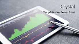  Presentation with stock market - Audience pleasing PPT theme consisting of interest rate - stock market graph on tablet backdrop and a light gray colored foreground