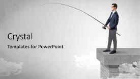  Presentation with free - Colorful theme enhanced with interest rate risk - businessman fishing nothing backdrop and a  colored foreground