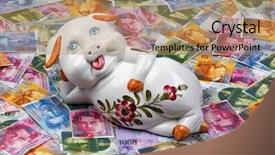  Presentation with risk - Slide set featuring interest rate risk - funny piggy bank is background and a coral colored foreground