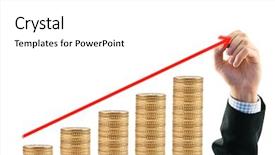  Presentation with risk - Cool new theme with interest rate risk - gold coin and businessman hand backdrop and a white colored foreground