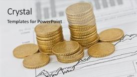  Presentation with risk - Colorful PPT theme enhanced with interest rate risk - gold coin graph backdrop and a light gray colored foreground