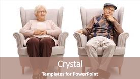  Presentation with elderly - Slides featuring interesting - elderly man and an elderly background and a coral colored foreground