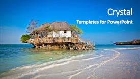  Presentation with zanzibar - Cool new theme with interesting - rock restaurant over the sea backdrop and a teal colored foreground