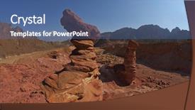  Presentation with sandstone - Presentation having interesting natural forms of sandstone hoodoos in mountains of eilat israel background and a ocean colored foreground