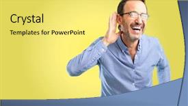  Presentation with ear - Colorful presentation theme enhanced with interesting news expressing communication backdrop and a yellow colored foreground