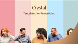  Presentation with man woman - Amazing PPT theme having interesting news expressing communication backdrop and a lemonade colored foreground