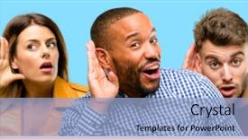  Presentation with ear - PPT layouts with interesting news expressing communication background and a light blue colored foreground