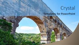  Presentation with aqueduct - Slide set enhanced with interesting-trip-to-france background and a light blue colored foreground