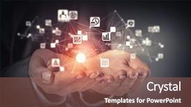  Presentation with interaction - Beautiful presentation theme featuring interface 3d - social interaction concept 3d render backdrop and a coral colored foreground