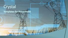  Presentation with electricity - Colorful slides enhanced with interface against the evening electricity backdrop and a ocean colored foreground