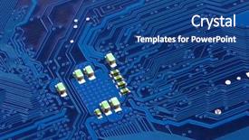  Presentation with circuit board - Slides featuring interface circuits - electronic circuit board close up background and a ocean colored foreground