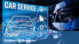  Presentation with car service - Cool new PPT layouts with interface of modern car diagnostic backdrop and a teal colored foreground