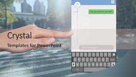  Presentation with hand touching finger digital - PPT layouts having interface on street road pick background and a coral colored foreground