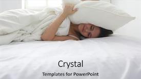  Presentation with skin canceron head - Amazing slide deck having interference - young caucasian woman covering her backdrop and a light gray colored foreground