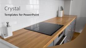  Presentation with cooking - Presentation theme with interior-and-cooking-concept-modern background and a light gray colored foreground