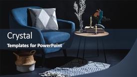 Presentation with dark blue - Presentation with interior-and-home-decor-concept background and a ocean colored foreground