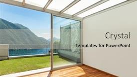  Presentation with veranda - Slide set featuring interior apartment with garden veranda background and a light gray colored foreground