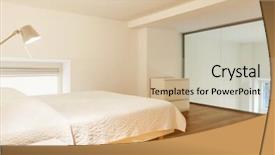  Presentation with bedroom modern - Beautiful slides featuring interior beautiful apartment modern style bedroom backdrop and a soft green colored foreground
