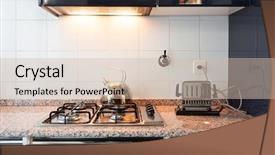  Presentation with kitchen - Slide deck enhanced with interior comfortable loft modern kitchen background and a soft green colored foreground