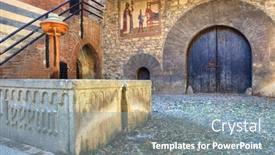  Presentation with pavement - Audience pleasing presentation design consisting of interior-court-of-valentino-medieval backdrop and a mint green colored foreground