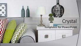  Presentation with living room - Beautiful PPT theme featuring interior decoration - beautiful modern living room backdrop and a  colored foreground