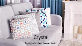  Presentation with colorful of antibiotics capsule pills - Cool new PPT layouts with interior decoration - sofa with colorful pillows backdrop and a light gray colored foreground