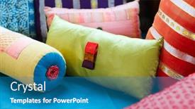  Presentation with colorful fabric - Presentation theme with interior-decoration-with-colorful-fabric background and a teal colored foreground