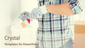  Presentation with home design - Slides consisting of interior design and home renovation concept - man hands with paintbrush and paint pot background and a cream colored foreground