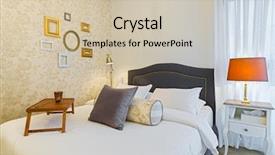  Presentation with bedroom modern - Slide set with model of turkish musical instrument saz on a linen canvas background and a light gray colored foreground