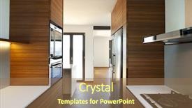  Presentation with apartment - PPT theme having interior design furniture - modern empty apartment view background and a coral colored foreground