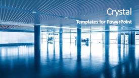  Presentation with modern building - Theme featuring interior design hospitals - modern building hallway with marbled background and a teal colored foreground