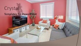  Presentation with room interior design - Cool new slides with interior-design-of-a-luxury backdrop and a coral colored foreground