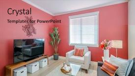  Presentation with room interior design - PPT theme enhanced with interior design of a luxury background and a coral colored foreground