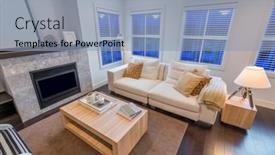  Presentation with room interior design - Presentation theme with interior-design-of-a-luxury background and a light blue colored foreground