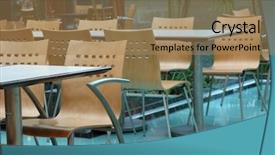  Presentation with interior design cafeteria - Colorful presentation enhanced with interior design of food court backdrop and a coral colored foreground