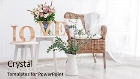  Presentation with room interior design - Slide deck featuring interior design of room with beautiful flowers background and a light gray colored foreground