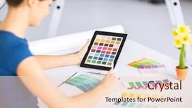  Presentation with interior design cafeteria - Theme with interior design renovation and technology background and a lemonade colored foreground